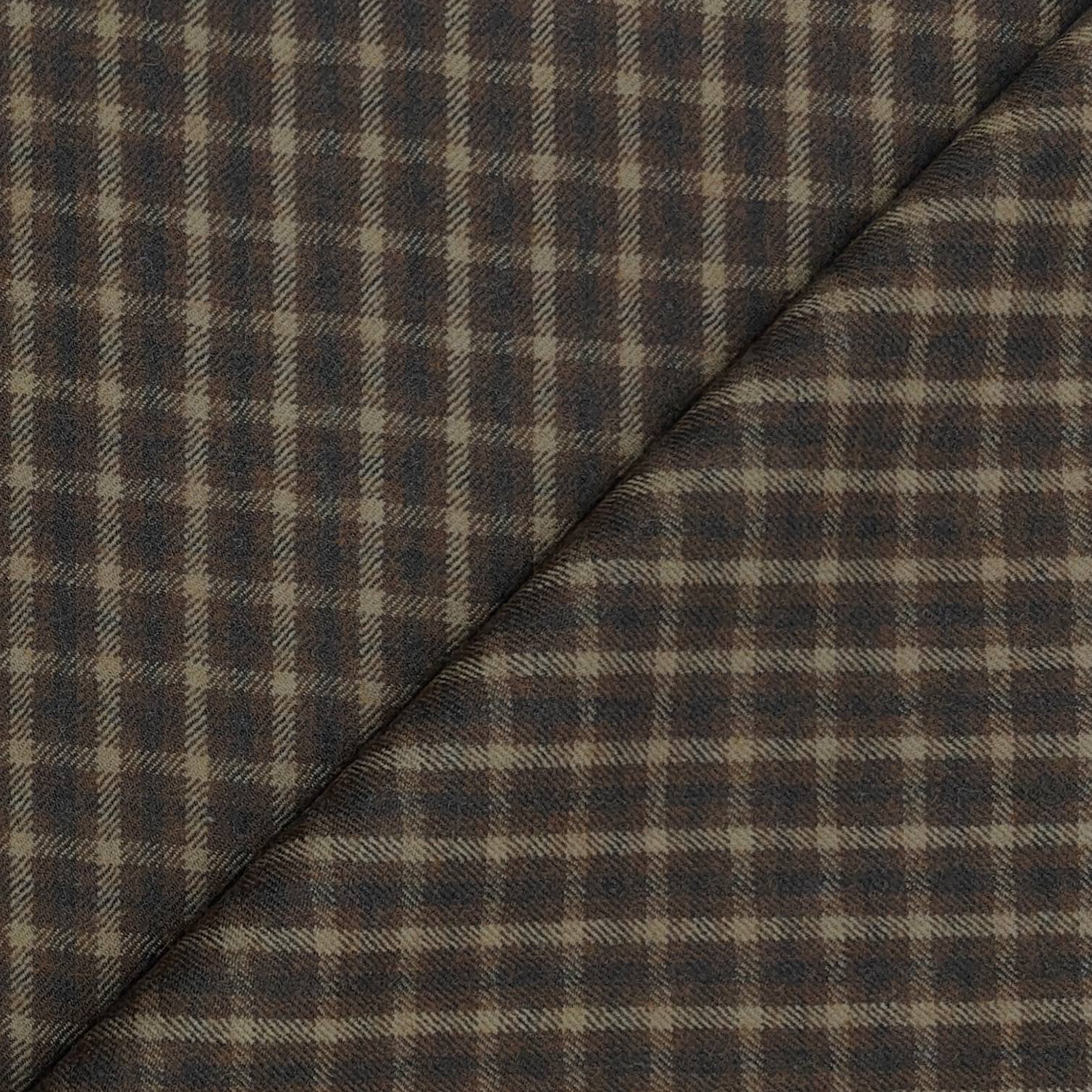 Tweed Blazer Faric OCM Premium Wool Blended Check Colour Medium Brown